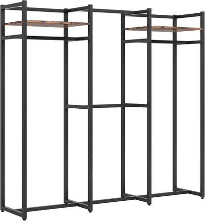Tribesigns Garment Rack Heavy Duty Clothes Rack, Free Standing Closet Organizer with Shelves and Hanging Rod, Large Metal Clothing Rack for Hallway, Bedroom, Max Load 500Lbs (Dark Black)