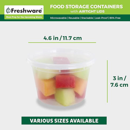Freshware [240 Pack] 16 oz Food Storage Containers With Lids, Plastic Containers, Freezer Safe | Meal Prep | Stackable | Leakproof | BPA Free, Clear