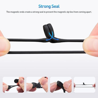 Cable Matters 20-Pack Ultra Strong Silicone Magnetic Cable Ties, Magnetic Cord Ties/ZipTies/Cord Organizer, Black and White