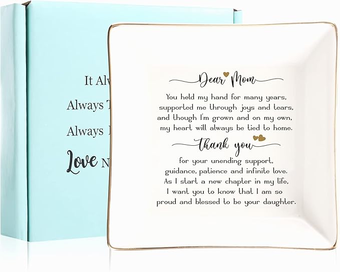 JOYIMARR Mother of Bride Gifts from Daughter,Jewelry Holder Ring Dish Organizer,Wedding Gifts for Mom - You Held My Hand for Many Years