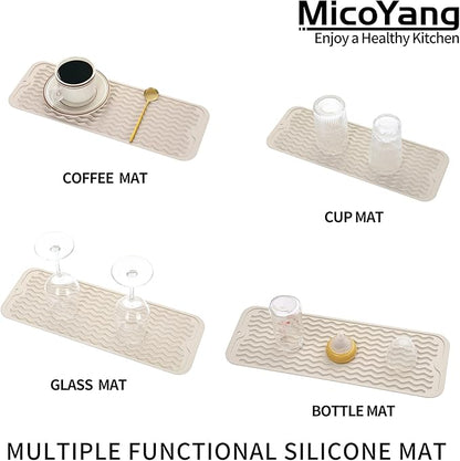 Silicone Dish Drying Mat for Multiple Usage,Easy clean,Eco-friendly,Heat-resistant Silicone Mat for Kitchen Counter,Sink,Bar,Bottle,or Cup Tapioca M 17 inches x 6 inches
