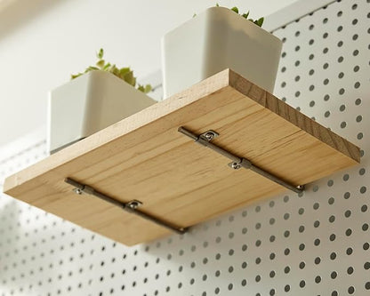 SEVENY Shelves for PegBoard, Pine Wooden Pegboard Shelf Wall Organizer, Wooden Board for Walls Home, Garage Tool Storage, Office Organization, Kitchen, Craft Room,4 Pack