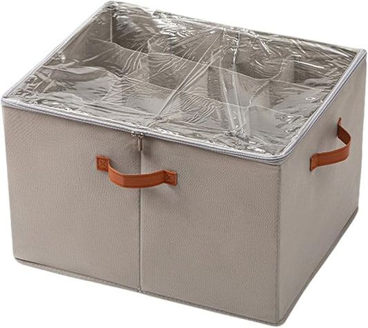 SLDYH Shoe Organizer for Closet, Tidy Up and Organize, Shoe Storage Easy to Store and Search, 12-20 Grid Fabric Shoe Box with Clear Cover (Grey, 16 Grids)