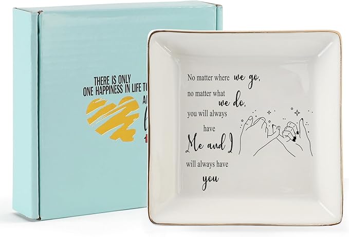 HOME SMILE Long Distance Friendship Gifts- Bestie Gifts for Women Ring Dish Jewelry Tray-Gifts for Friends Sister Birthday Going Away Galentine's Day