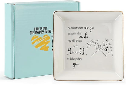 HOME SMILE Long Distance Friendship Gifts- Bestie Gifts for Women Ring Dish Jewelry Tray-Gifts for Friends Sister Birthday Going Away Galentine's Day