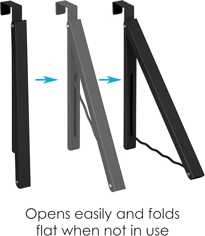 HOLDN’ STORAGE Over The Door Hanger - Single Foldable Rack Organizer for Hanging Clothes, Coats & Towels, Ideal for Dorm Rooms, Laundry, Bathrooms, Etc - Holds up to 20 LBs - Black (2 Pack)