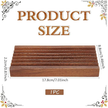 MAYJOYDIY Walnut Horizontal Pen Holder Rectangle Pen Holder Wooden Desk Organizer Pencil Holder with 6 Groove Stylish Vintage Fountain Pen Tray for Home Office Classroom Desktop Accessories