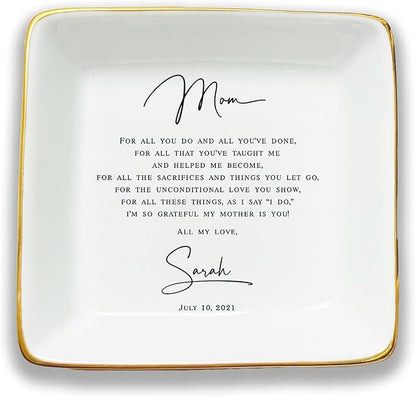 HatafaFurni Mother Gift, Square Ring Dish, Jewelry Dish, Jewelry Storage, Mother's Day Gifts, Gift for Mother, Bonus Mom, Step Mother, Mother Appreciation, Gift For Second Mom, Stepmom Present