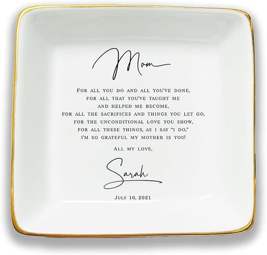 HatafaFurni Mother Gift, Square Ring Dish, Jewelry Dish, Jewelry Storage, Mother's Day Gifts, Gift for Mother, Bonus Mom, Step Mother, Mother Appreciation, Gift For Second Mom, Stepmom Present
