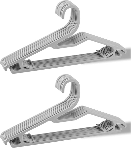 Clothes Hangers 16.5", Blouse Hanger with Z-Shape Opening, Short Neck Hangers for Closet, Coat Hanger for Adults Suit, Hoodies, Shirts, Jacket, Plastic Shirt Hangar for Men Grey, 20 Pack
