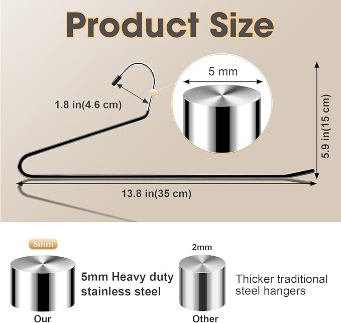 Treela 40 Pack Open Ended Pants Hangers, Metal Non Slip Trouser Hangers, Anti Rust Chrome Rubber Coating Slack Jeans, Heavy Duty Space Saving for Trousers Slacks Skirts