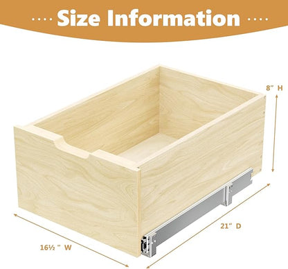 Pull Out Cabinet Organizer, Slide Out Wood Drawer, Pull Out Drawers for Cabinets, 8" High Pull Out Shelf for Kitchen Cabinet Pantry, 16½" W×21" D