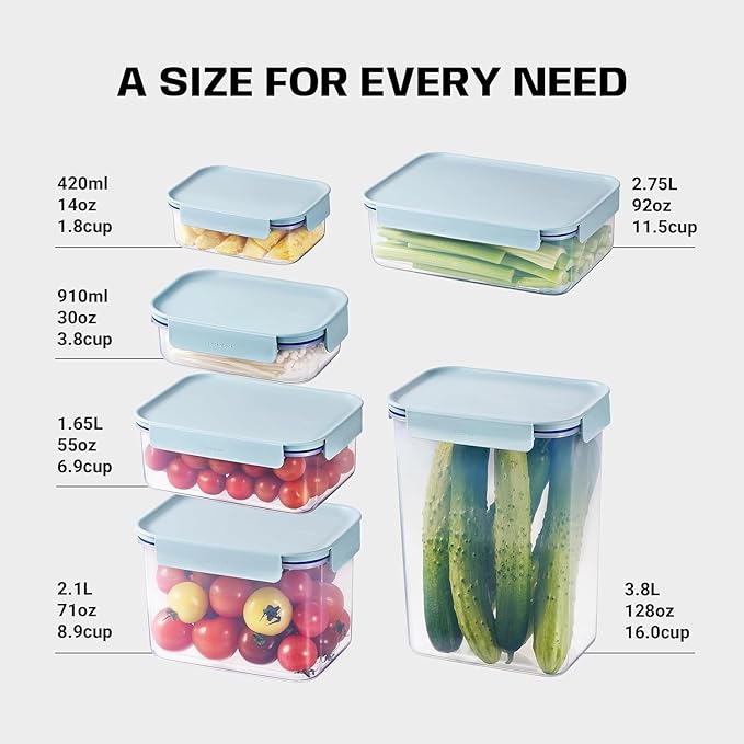 LocknLock HPL404 Classic-Plus Plastic Food Storage Container with Lid for Kitchen, Lunch, Meal Prep, and Leftovers, BPA-Free, Airtight, Leakproof, Microwave, Dishwasher, Freezer-Safe, 910ml