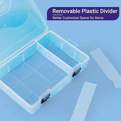 Large Bead Organizer Box, 8 Compartment Craft Storage Container with Removable Divider, Plastic Empty Case for Jewelry Rhinestone Charms Crystal Press On Fake Nail, Hair Stuff Small Accessory