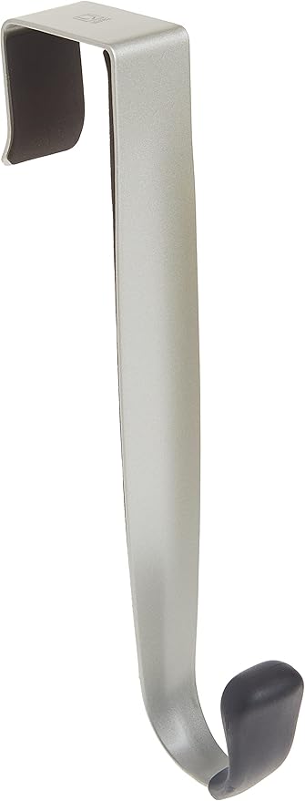 Umbra Schnook Heavy Duty Over The Door Hook for Coats, Robes, Towels, Clothes, Hats, Bags, Easy to Install and Damage Free, Space Saving Bathroom Hook, Nickel/Black