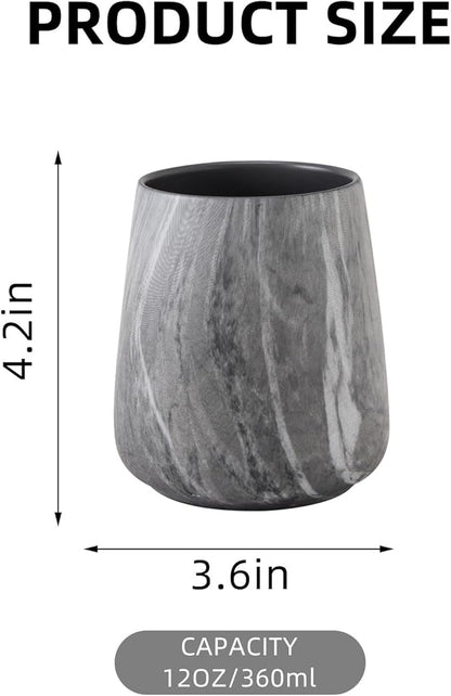 Marble Grey Toothbrush Holder for Bathroom - Ceramic Tooth Brushing Holders, Toothbrush Cup, Toothpaste Organizer for Bathroom Countertop, Makeup Brush Holder, Pen Holder for Home Desktop Storage