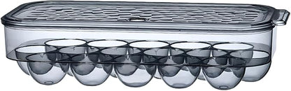 Plastic Covered Egg Container Holders Storage Cartons for Refrigerator Camping Traveling with Lid Black