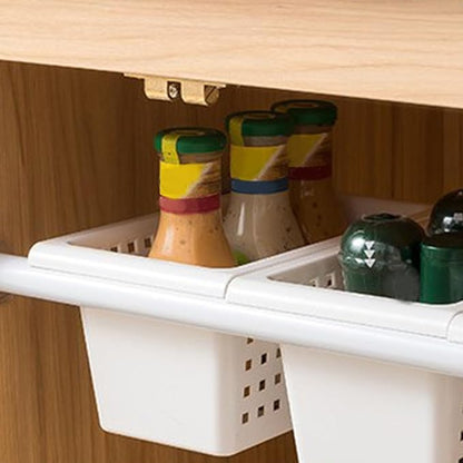 2 Pack Under Shelf Storage Basket Organizer,Hanging Storage Baskets,Hanging Basket for Closet Wardrobe Kitchen for Expandable Rod Under Sink Organizer