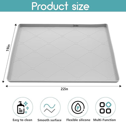 Under Sink Mat, 22" x 19" Inch Leak-Proof Silicone Sink Mat, Non-Slip Cabinet Liner & Counter Protector for Kitchen Bathroom, Waterproof Heat Resistant Easy to Clean.