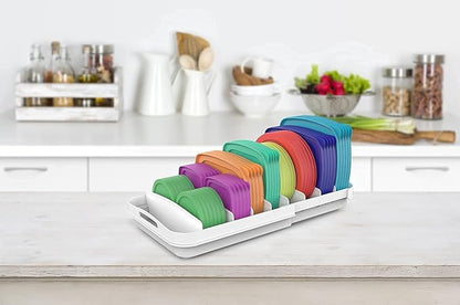 EVERIE Extendable Food Container Lid Organizer for 12'' Deep Cabinets, Adjustable Length 13.4" - 20.5", GS01-SS