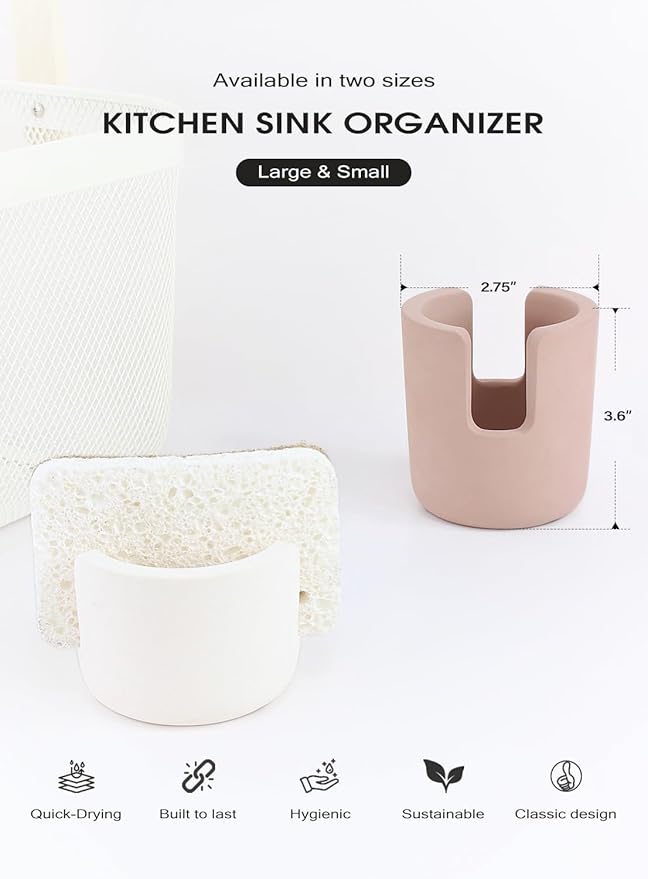 Slow Slog Stone Sponge Holder for Countertop Organizer, Quick Dry Diatomite Sponge Holder, Diatomaceous Earth Sponge Caddy, Absorbent Face Sponge Stand, Large Brown