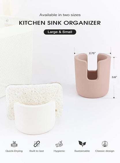 Slow Slog Stone Sponge Holder for Countertop Organizer, Quick Dry Diatomite Sponge Holder, Diatomaceous Earth Sponge Caddy, Absorbent Face Sponge Stand, Large Brown