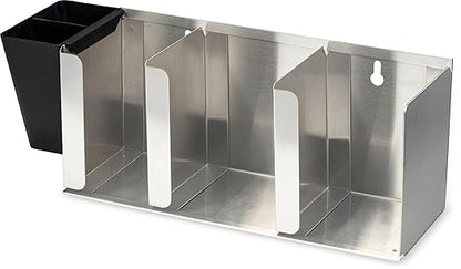 San Jamar Lid Organizer with Adjustable Dividers for Restaurants and Fast Food, Plastic, 14.5 Inches, Silver