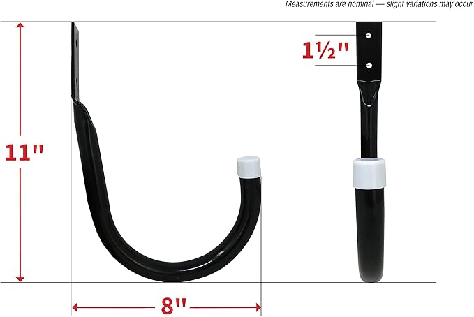 8092E Incredibly Heavy Duty Steel Garage Storage/Large U-Shaped Utility Hooks, 4 Pack, Black