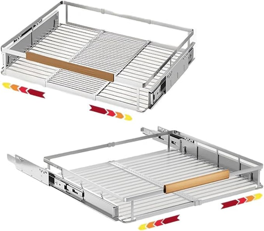 taiheis 2 Pack Expandable Pull Out Cabinet Organizer，Side Mounting 17.1~28"x22.5"Cabinet Pull Out Shelves, Expandable Slide Out Spice Rack for Kitchen Bathroom Office