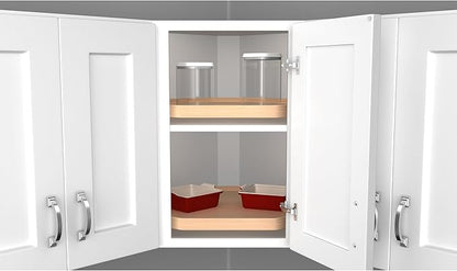 Rev-A-Shelf Single D Shape 22" Lazy Susan Organizer for Upper Corner Wall Kitchen Cabinets, Turntable Storage w/ Swivel Bearing, Wood, 4WLS201-22-BS52