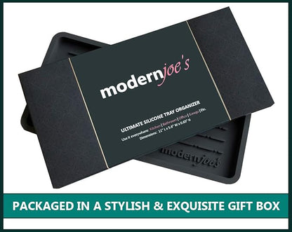 MODERNJOE'S Sponge Holder and Sink Organizer - Kitchen Bath Vanity - Multi-use Silicone Tray – Non-Slip, Heat Resistant and Dishwasher Safe – 11” X 5.5” - Black