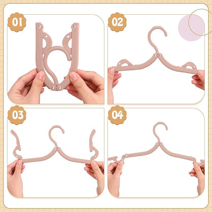 12 Pcs Travel Hangers Cruise Ship Essentials Foldable Portable Plastic Vacation Hangers Non Slip Clothes Drying Rack Travel Accessories for Dormitory School Hotel Laundry (Lively Color)