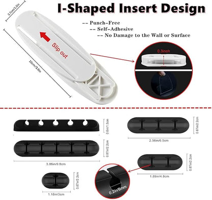 5 Packs Cable Clips X 2 Pack Self Adhesive Power Strip Holder, Cable Management Cord Organizer for Organizing USB Cable/Power Cord/Wire, Desktop Socket Hanging Wall Mount Fixator for Home Office