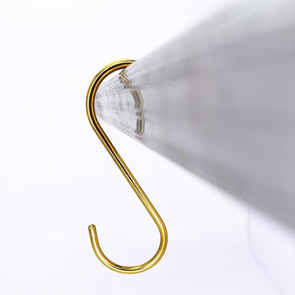 DaylyFav S Hooks, Solid Brass, Round-End Craftsmanship, 7 Pack, Gold - for Kitchen Rack Rail Closet Dorm Hanging Pans Pots Coffee Mugs Jeans Towels Bags Purse