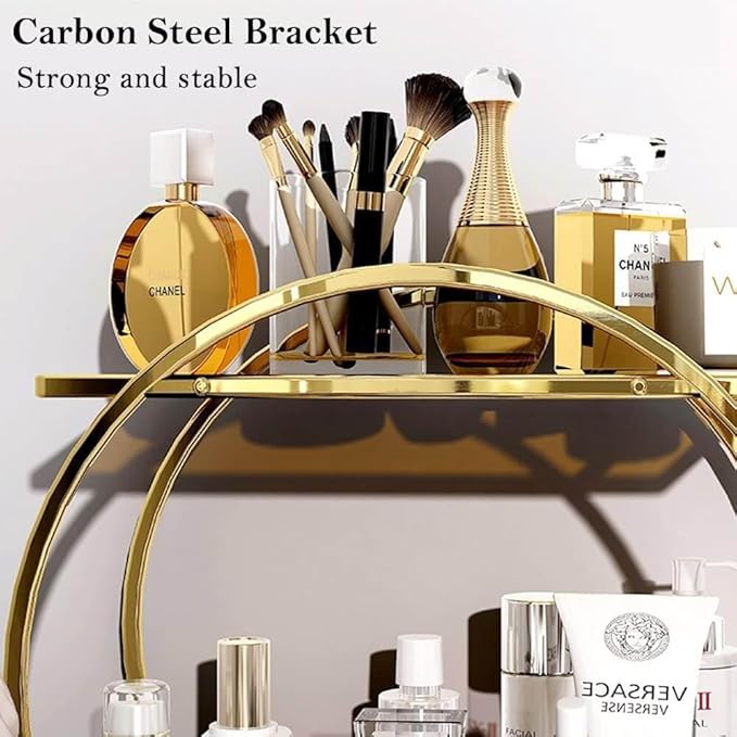 YIWANFW Perfume Organizer for Dresser, 2 Tier Bathroom Counter Organizers and Storage, Gold Makeup Organizer for Vanity, Bathroom Accessories & Decor, Skincare Perfume Trays Cosmetic Display Holder