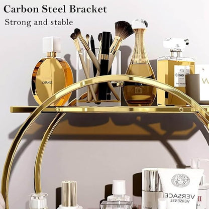 YIWANFW Perfume Organizer for Dresser, 2 Tier Bathroom Counter Organizers and Storage, Gold Makeup Organizer for Vanity, Bathroom Accessories & Decor, Skincare Perfume Trays Cosmetic Display Holder
