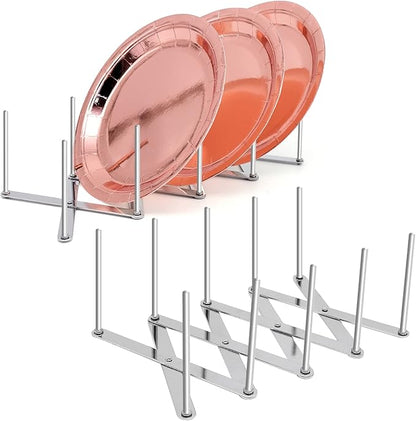 inheming 2 Pack Dish Plate Drying Rack, Retractable Dish Drying Rack, Multi-Functional Plates Cup Bowl Pot Pan Lid Storage Holder Organizer for Kitchen Counter Cabinet Drawer