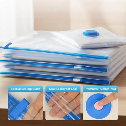 10 Pack Vacuum Storage Bags, Cordless Travel Vacuum Storage Compression Bag with Electric Pump, Space Saver Bags Vacuum Seal Bags for Clothes Bedding Luggage Suitcase Home Organization Moving