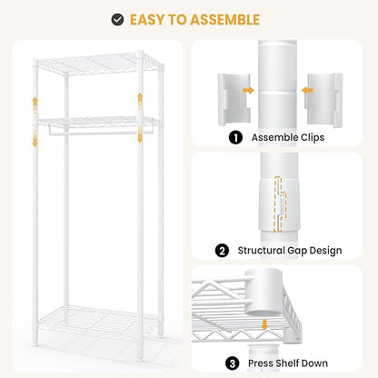Heavy Duty Clothes Rack with Shelves,Adjustable Metal Wire Shelving Garment Rack Freestanding Closet Organizers and Storage for Bedroom, Laundry Load 684LBS