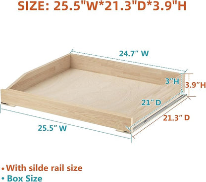 ROOMTEC Pull Out Cabinet Drawer for Kitchen Cabinets 25.5" W x 21" D, Pull Out Cabinet Organizer, Bottom Assembly, Requires At Least 26.5” Cabinet Opening, 2PCS