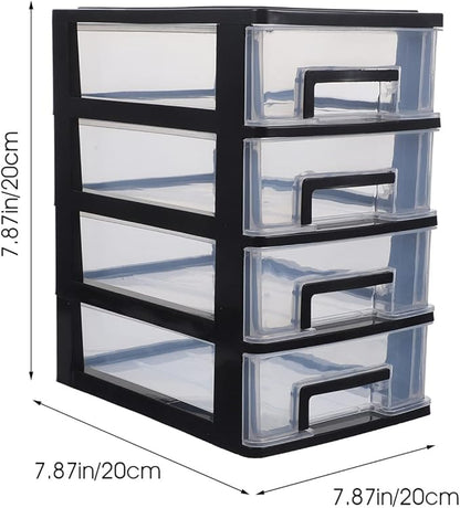 4-Drawer Plastic Storage Cabinet Organizer Clear Stackable Storage Drawers for Desk Closet Office Craft Room and Pantry Compact 9.8 X 5.9 X 9.8 Inches