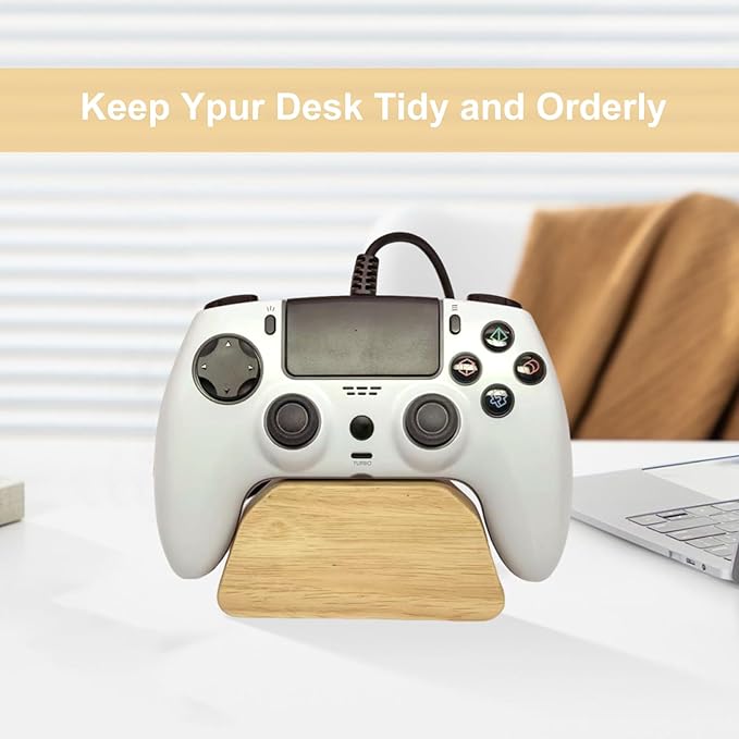 Solid wood gamepad stand, game equipment, controller stand, suitable for Xbox, PS4, PS5, is a good helper for organizing gamepads on the desk, and also the best gift for your son, husband, boyfriend