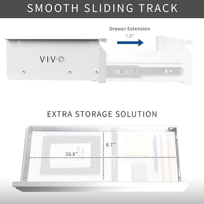 VIVO 22 inch Under Desk Slide Out Drawer Without Shell, Home Office Storage Organizer, White, DESK-AC03A-22W