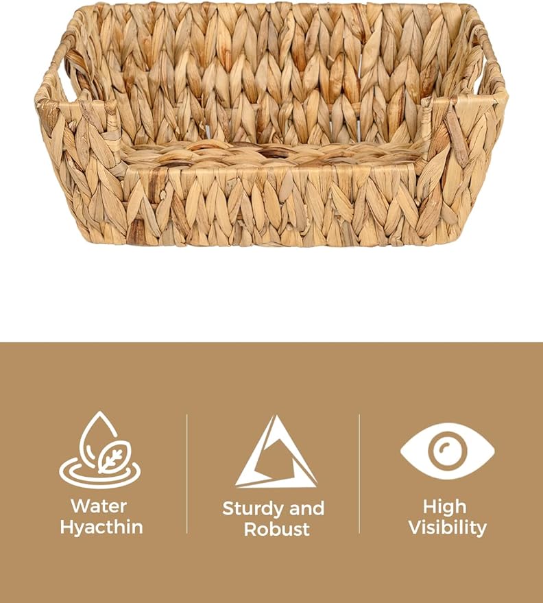 StorageWorks Garbage Bag Dispenser with Lid, tackable Water Hyacinth Storage Baskets