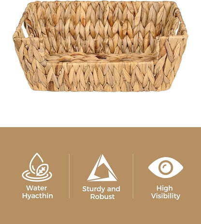 StorageWorks Garbage Bag Dispenser with Lid, tackable Water Hyacinth Storage Baskets
