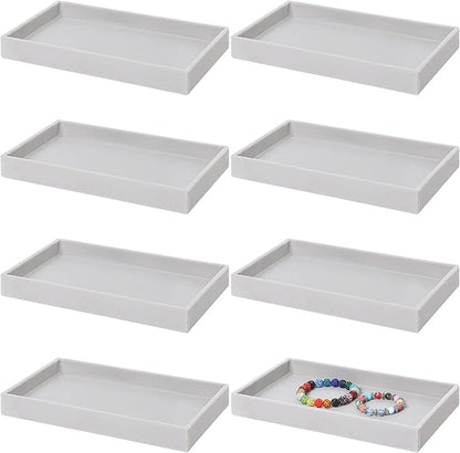 Inbagi 8 Pcs Small Velvet Jewelry StorageTray Stackable Drawers Organizer 8.3 x 4.7 x 1 Inches