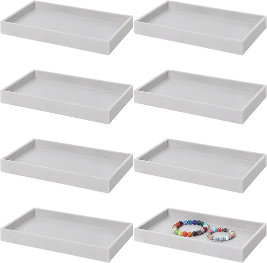 Inbagi 8 Pcs Small Velvet Jewelry StorageTray Stackable Drawers Organizer 8.3 x 4.7 x 1 Inches
