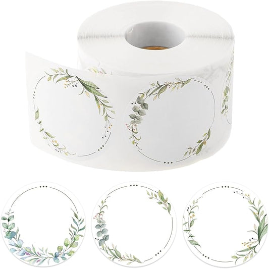 600 Pcs 2" Canning Labels for Jar Easter Gift Tag Stickers, Wreath Designs Round for Jars Lids Spice Bottle Labels with 3 Pattern Designs
