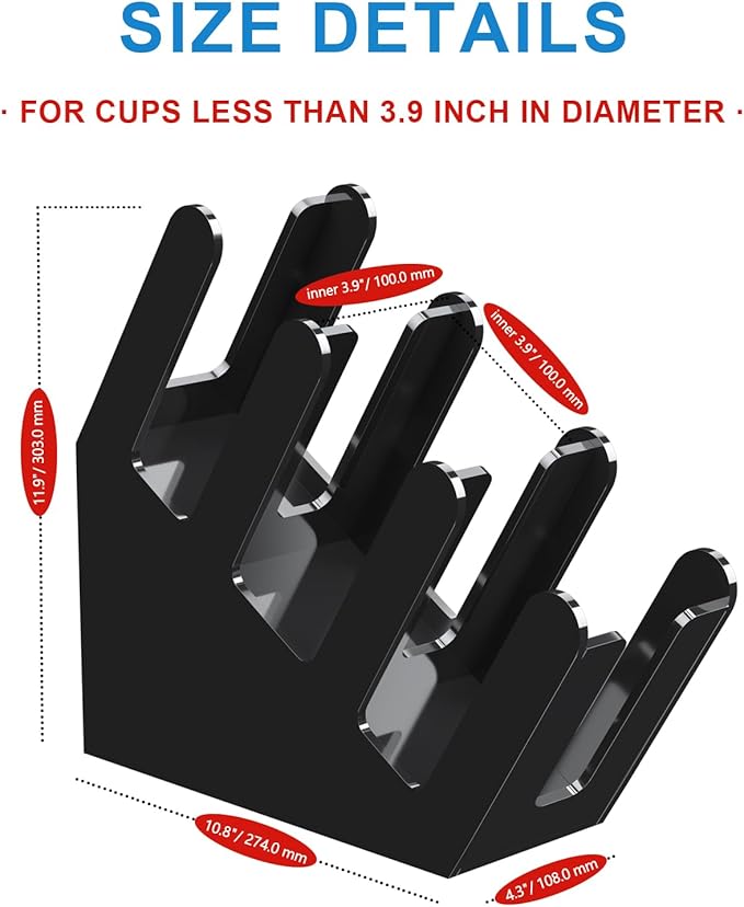 WINFFOR 3-Compartment Disposable Cup Holder - Cup and Lid Holder with Straw Organizer Black Acrylic Cup Dispenser with Coffee Pod Storage for Coffee Station Bar Countertop Restaurant Breakroom