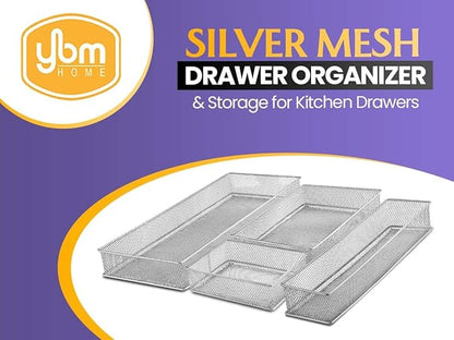 YBM HOME Silver Mesh Drawer Cabinet and or Shelf Organizer Bins, School Supply Holder Office Desktop Organizer Basket 1594s (1, 3x6x2 Inch)
